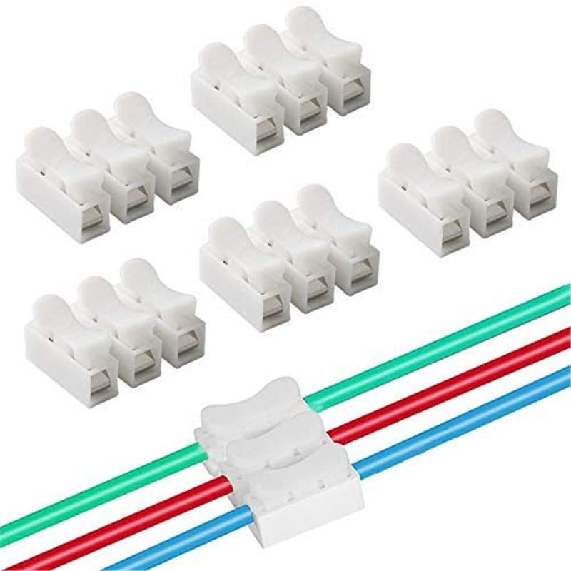 QitinDasen 40Pcs CH3 Connecteur Ressort Rapide, Bornier Connexion Rapide, Connecteur Fils Printemps, Connecteur Ressort Serre-Fi