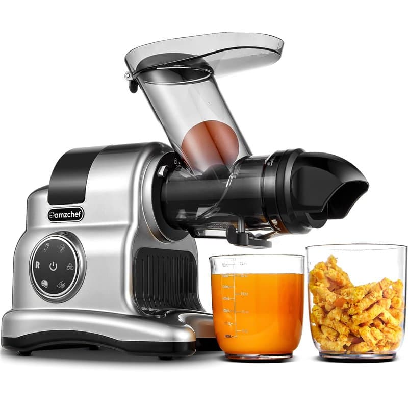AMZCHEF Extracteur de jus à goulotte large de 80 mm - 150W extracteur de jus de fruits et légumes haute nutrition à mastication