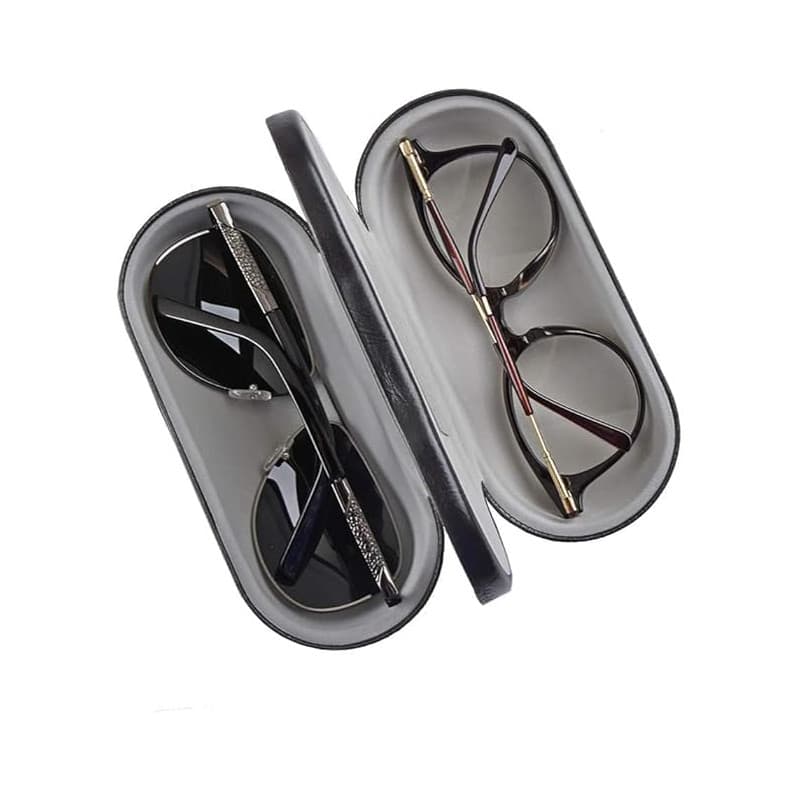 Étui à lunettes double coque rigide, étui de protection double couche pour deux paires de lunettes, étui à lunettes portable en