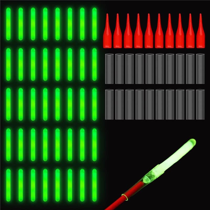 TXS 50 Pièces Bâtons Lumineux pour Canne à Pêche, Lumière de pêche de Nuit, Glow Stick Pêche de Nuit 4,5 x 37,5mm, Bâtons Lumine