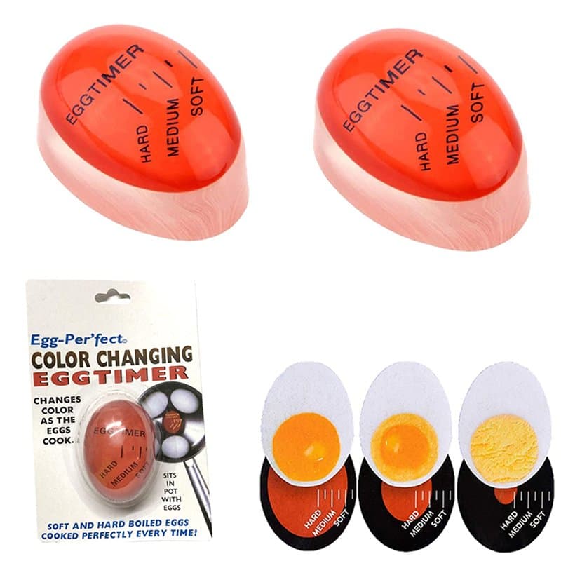 ZONSUSE Minuterie D'oeufs Cuisine, 2 PCS Bouillir Doux, Moyen ou Dur Minuterie à Oeufs à Changement de Couleur Minuterie à Oeufs