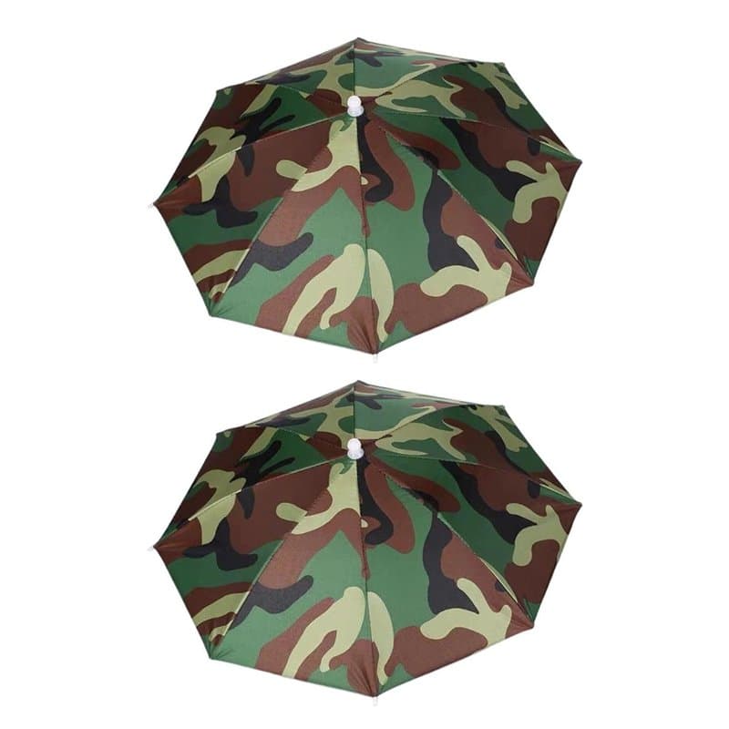 Lot De 2 Chapeaux Parapluie Camouflage, Chapeaux De Soleil Pour Adultes, Parapluies Muraux, Chapeaux De Pêche Avec Compartiments