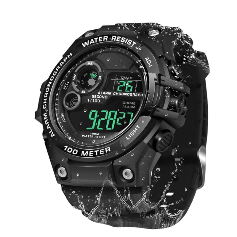 Montre Bracelet Homme Etanche 100 Mètres pour Plongée et Piscine avec Chronographe, Réveil, Minuteur, Double Fuseau Horaire, Cal
