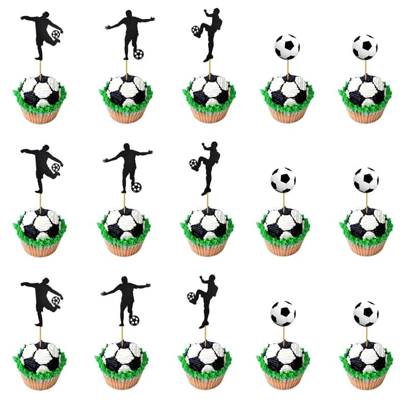 HOMEJOY 48 Pieces Cupcake Decoration de Football Decoration Gateau Foot Cake Topper de Football pour Fête Thème du Football la D