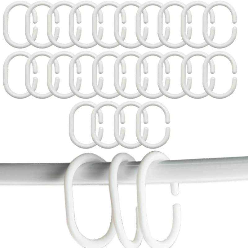 24pcs Anneaux de Rideau de Douche en Plastique en Forme de C Crochets de Rideau pour Rideau de Porte, Rideau de fenêtre