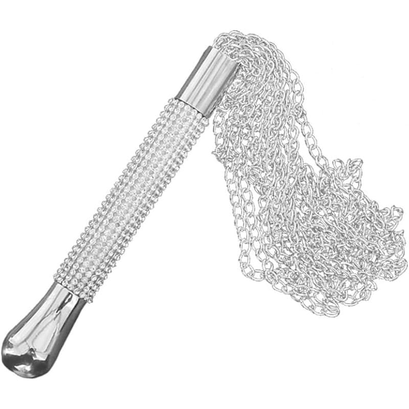 stoqucel Fouet à chaîne en Argent de Luxe en Acier Inoxydable, Outil d'entraînement de Cheval, Outil de Jeu de rôle en Couple