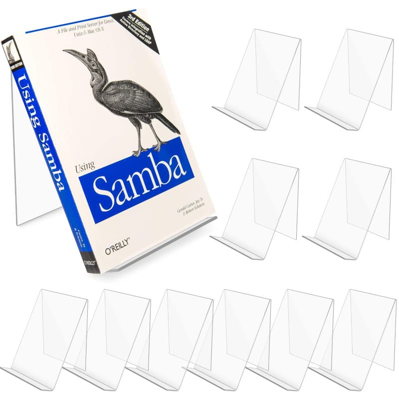 BBWELL Lot de 10 Serre Livres,Acrylique Transparent,Serre-Livres pour étagères, Antidérapants de Livre Robuste pour Chambre à Co