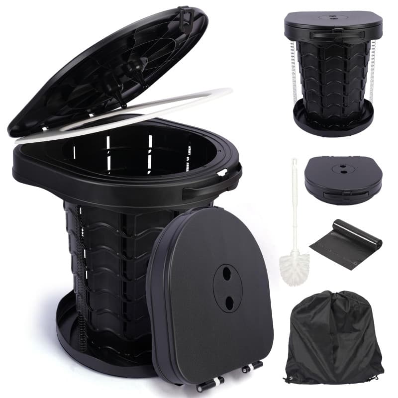 TOSUTO Toilette Portable Camping,Toilettes de Camping avec Couvercle,Seau Hygiénique pour Voiture,Toilette Pliable pour Campings