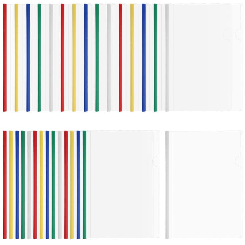 YUENPUN Lot de 30 protège-documents A4 translucides avec barre coulissante, classeur à glissière en plastique, couverture de doc
