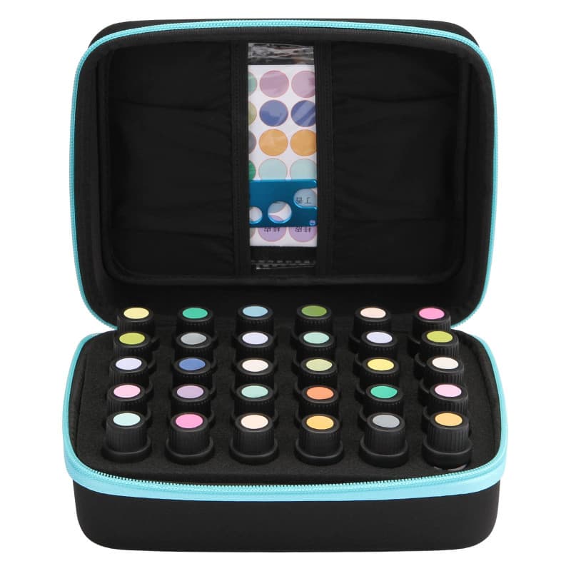 FTINATE 30 Trous Boîte Huile Essentielle Aromathérapie Sac de Rangement Trousses de Toilette Voyage Sac à cosmétiques avec inser