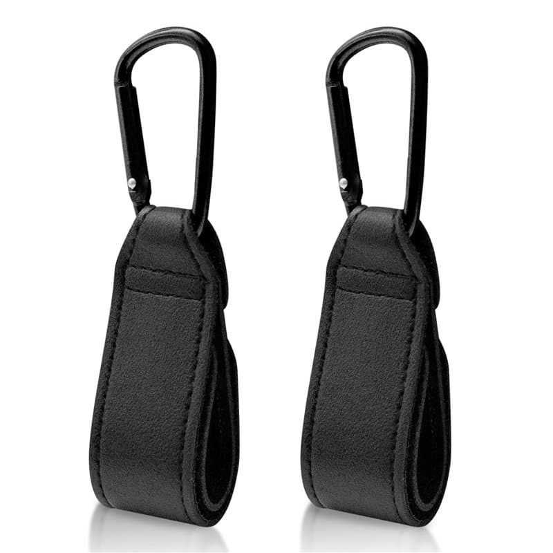 2 Crochets Poussette en Cuir PU, Attaches Universelles pour Sac à Langer, Courses ou Sac à Dos, Crochets Antidérapants pour Land
