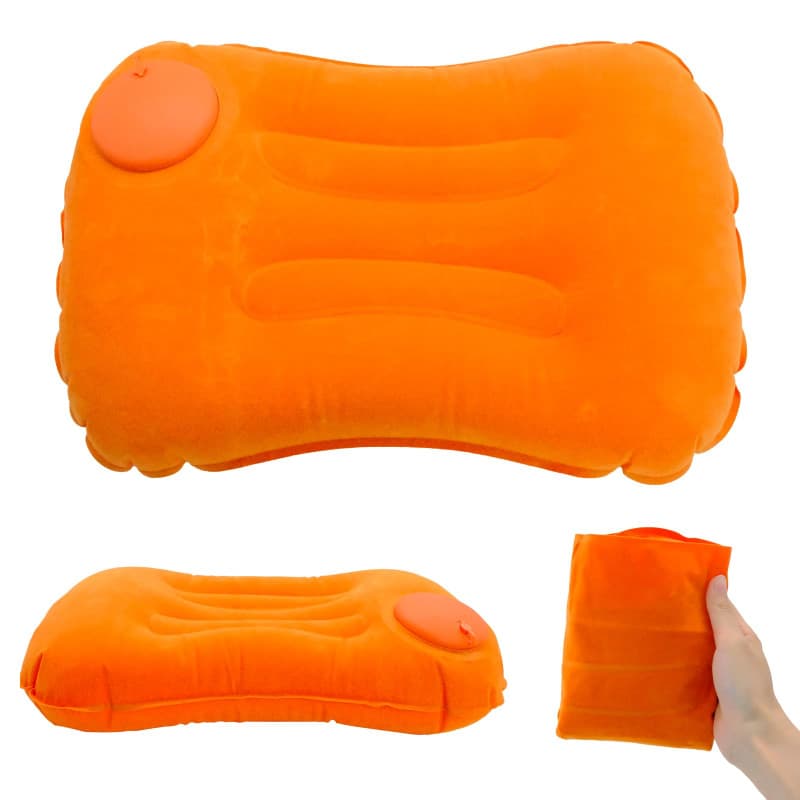 Mudoulu Oreiller Gonflable pour Voyage, Coussin Auto-Gonflant en TPU et Velours, Oreiller Léger Compact pour Avion Camping Burea