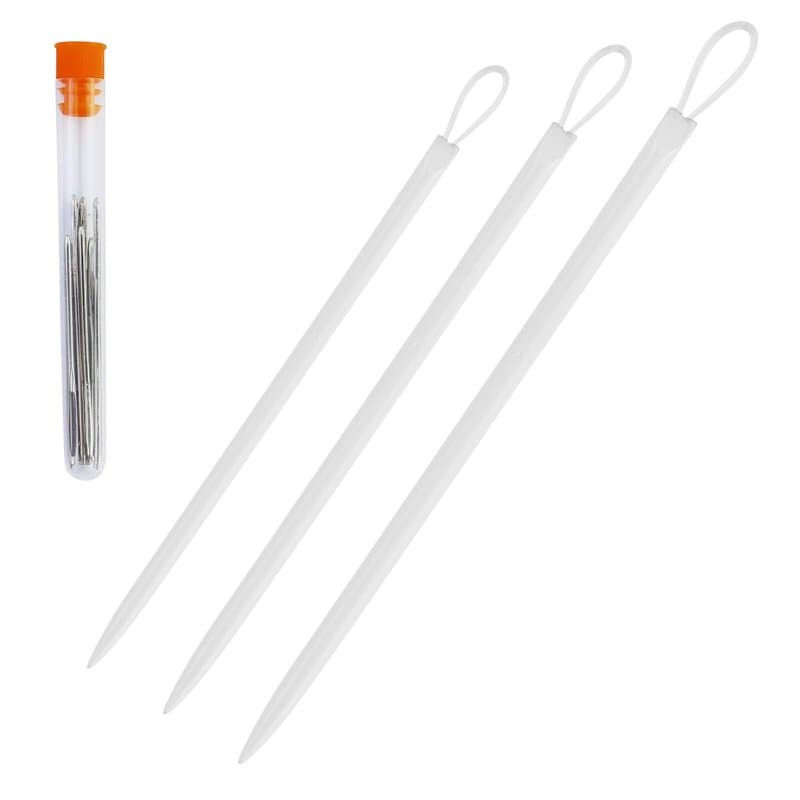 Lot de 6 aiguilles à tricoter à gros chas - 3 tailles - Aiguilles à coudre - Fil de nylon - Aiguilles à repriser - Aiguille à re
