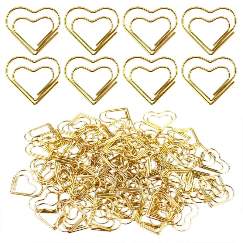 Lot de 110 pinces en forme de cœur - Trombones en forme de cœur - Pinces de tri de documents - Pour décoration, bricolage, carne