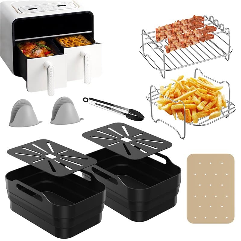 Ankway Accessoires Pour Airfryer Ninja 10 PCS, AF500EU Ninja Foodi FlexDrawer Accessoires 10,4L, Air Fryer Pour Foodi Dual Frite