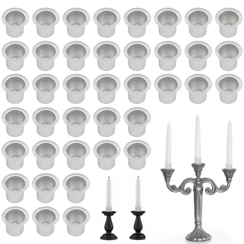 Zzt Yingcen 40 Pièces Insertion de Bougie Mini Bougeoir Aluminium Insert pour Bougies Bâtons, Table, Arbre, Pyramidales, Poupées