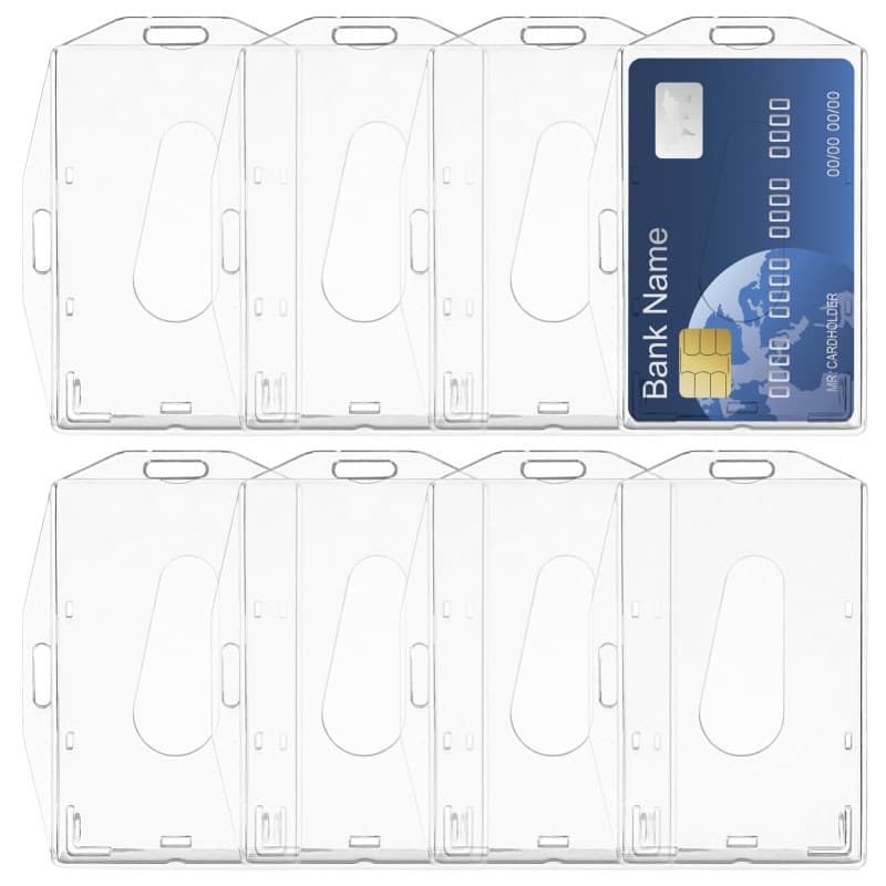 Neikafan 8 Pièces Porte Carte Badge Plastique Rigide Vertical, Porte Badge Horizontal Rigide et Transparent pour Les ID Cartes/C