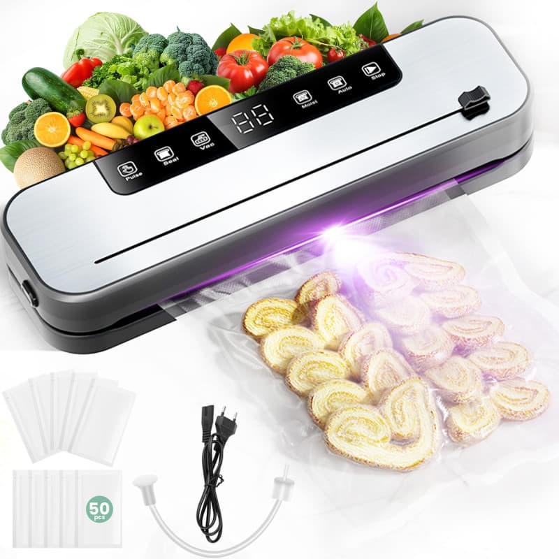 6 en 1 Machine Sous Vide Alimentaire, 75 KPA Appareil Sous Vide Alimentaire avec Mode Sec et Humide, Mise Sous Vide Alimentaire