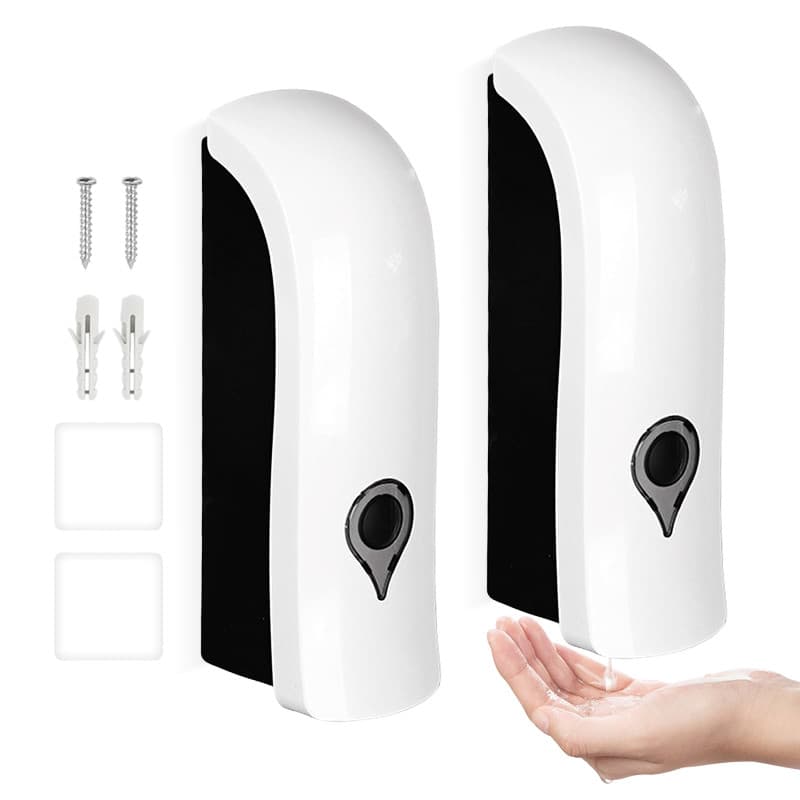 Distributeur Savon Mural sans Percage, 2 Pièces Distributeur de Savon Mural, 300ml Distributeur Savon Douche Rechargeable pour S