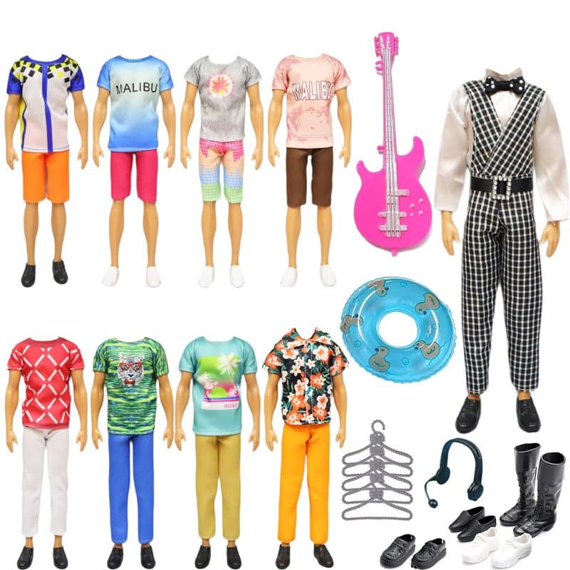 Lot de 23 vêtements de poupée compatibles avec Ken Les vêtements, vêtements pour poupées garçons, 1 Grille, Costume 4 vêtements,