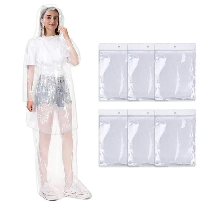 6 Pièces Poncho de Pluie Jetable, Transparent Ponchos,ponchos de pluie jetables imperméables, Jetable Imperméable et Transparent