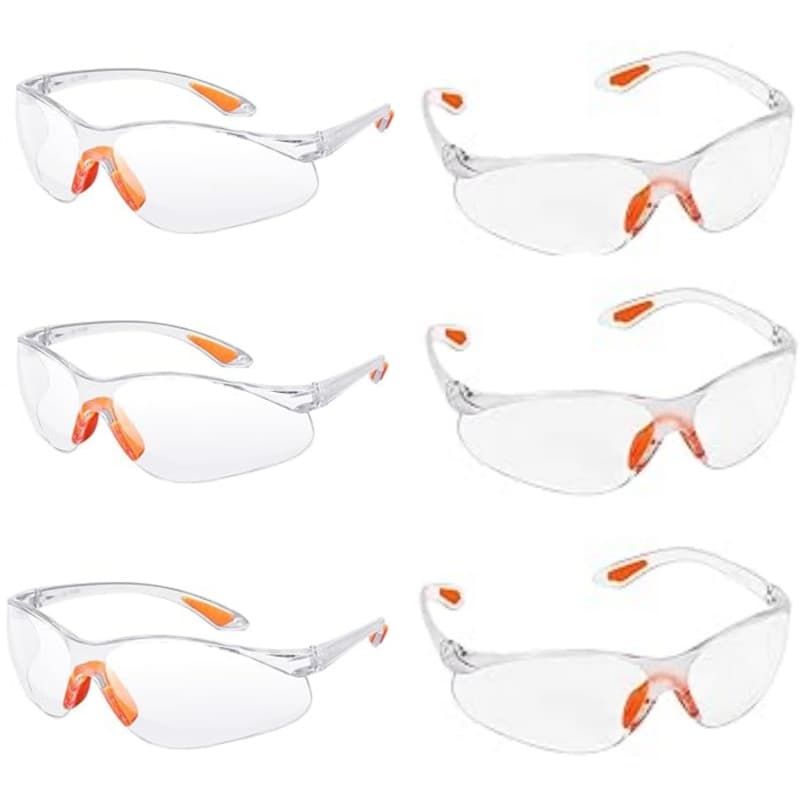BOBOZHONG Lunettes de Sécurité Transparentes,6 pièces Lunettes de Protection,Lunette Transparente PPE Lunette Chantier Lunette d