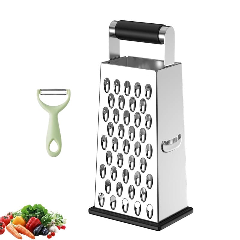 Râpe à Fromage 4 Faces en Acier Inoxydable avec Éplucheur Universel – Ensemble de Râpe de Cuisine et Éplucheur pour Légumes, Fro