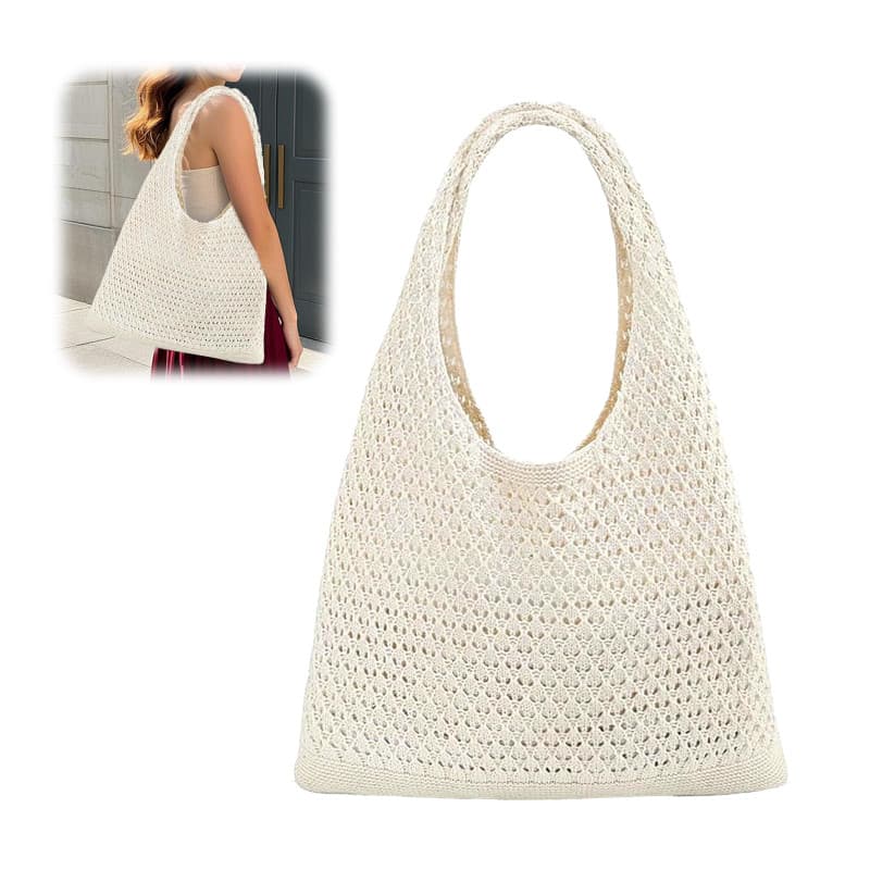 CUVZORA Sac à bandoulière été femme - Sac boho crocheté - Filet léger pour plage, vacances, shopping & quotidien - Tendances est