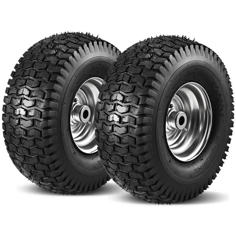 Soiiw 15x6.00-6 pneus et pneus avant de roue 2 Pack pour artisans Husqvarna tondeuse à gazon 3 pouces centré hub perforation ID