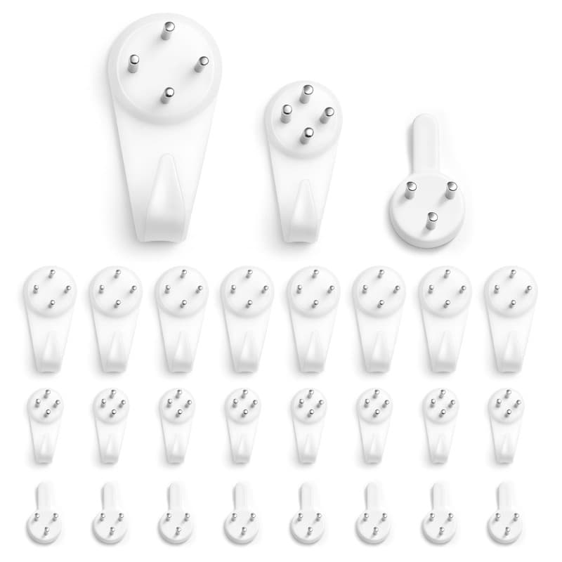 YISCOKO Lot de 3 crochets muraux sans trace pour accrocher des tableaux, des photos, des miroirs (trois tailles)