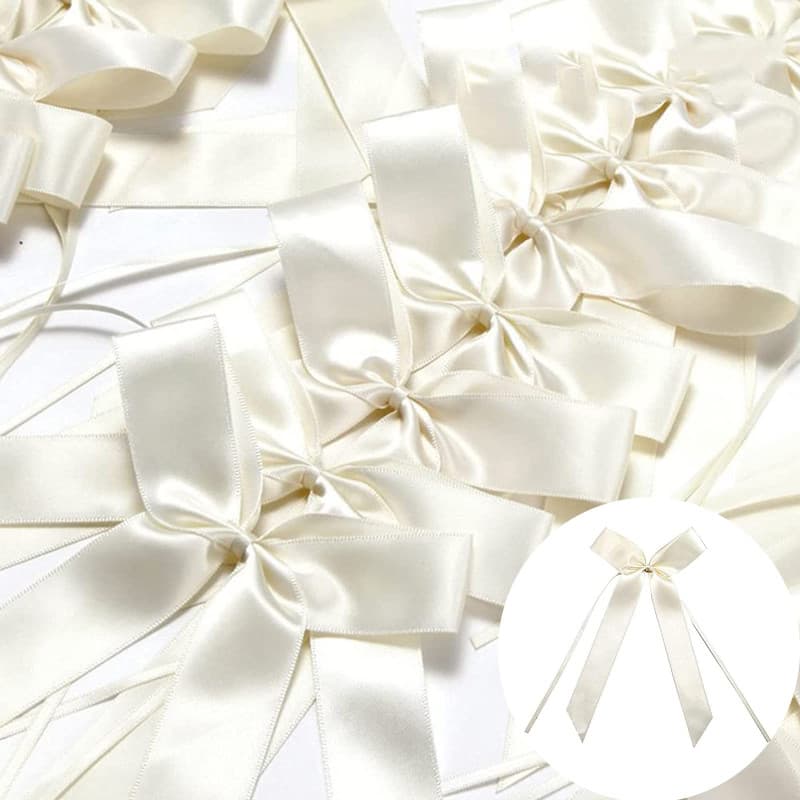 Srup 50 Pièces Nœuds Blancs pour Antenne, Nœuds Décoratifs pour Antenne, Nœuds pour Antenne Noeud Ruban Blanc, pour Décorer Fête