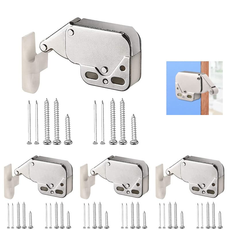 Srup 4 Pièces Mini Latch, Loqueteaux de Porte Placard à Double Rouleau, Loqueteau Placard pour Armoire, Mini Loquets Tactiles, L