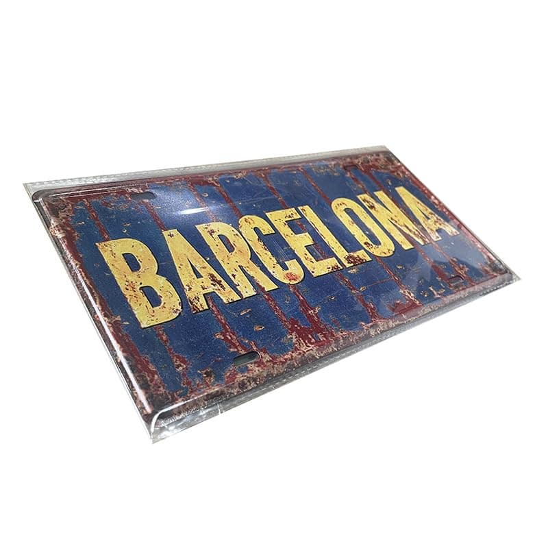 Plaque en métal vintage Barcelone - 30 x 15 cm - Plaque murale rustique pour bar, pub, garage, cave, décoration d'intérieur