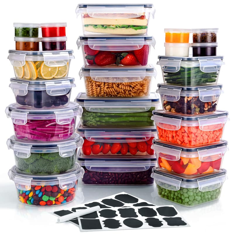 THLEITE Boîte Alimentaire Hermétiques Set, 48 Pièces (24récipients + 24couvercles), Boîtes de Conservation Plastique, Réutilisab