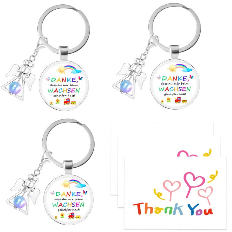 KHIRY Porte-clés Souvenir Souvenir de Remerciement pour Femme 3 pièces ‘’ Merci de m'avoir aidé à Grandir‘’ – Coffret Cadeau Por