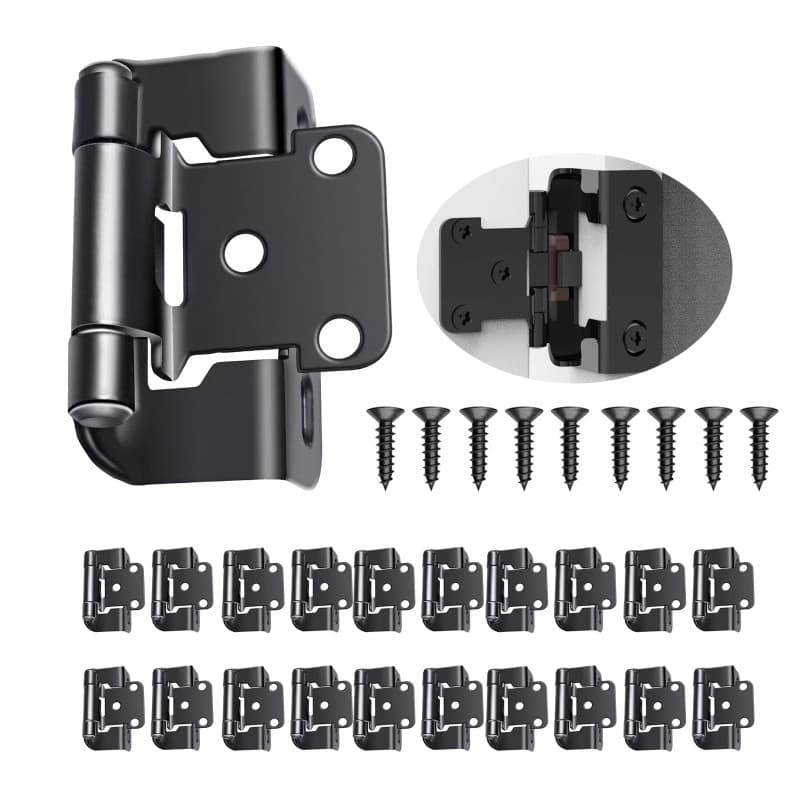 ZALHIN Charnières d'armoire - 10 pack de 5 paires de 1/2 pouces superposés charnières invisible avec Amortisseur Intégré Mécanis