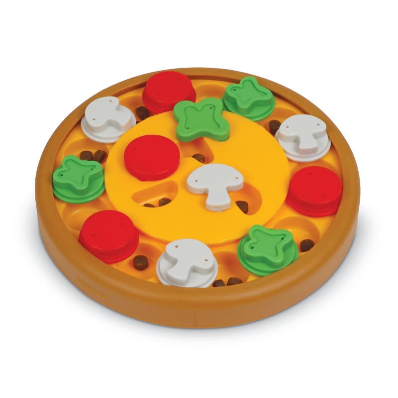 BrightKins Casse-tête Distributeur de friandises pour Chiens en Forme de Pizza, Jeu interactif, antidérapant, favorise la Stimul