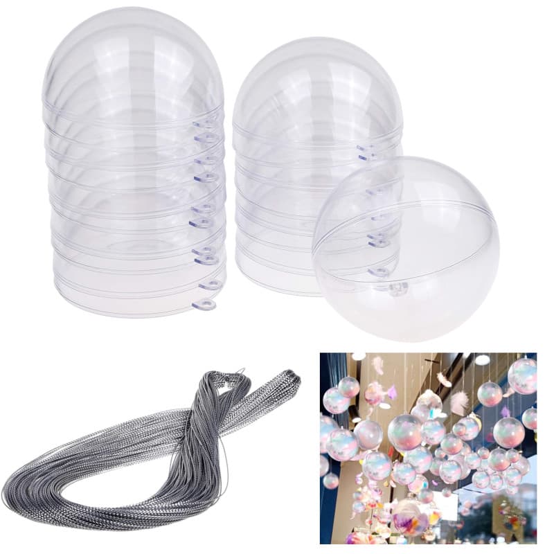 Kare & Kind 10x boules en plastique remplissable - Noël transparent clair, ornement de vacances - Article décoratif idéal pour l