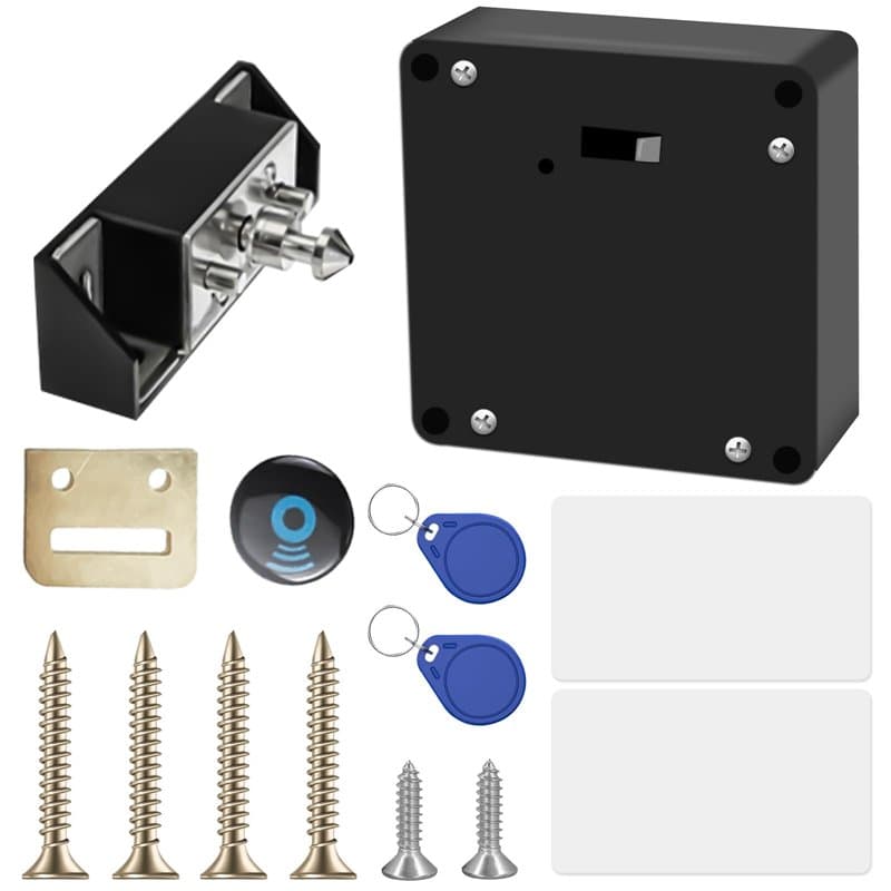 Serrure électronique pour armoire, serrure RFID avec batterie, serrure de tiroir intelligente avec 2 porte-clés et 2 cartes RFID