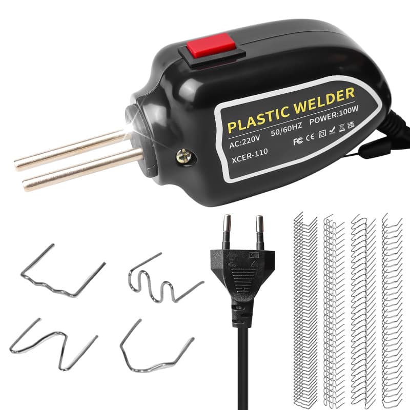 Behogan Poste à souder en plastique 100 W avec 200 clous de soudage en 4 types, kit de réparation en plastique, réparation de pa