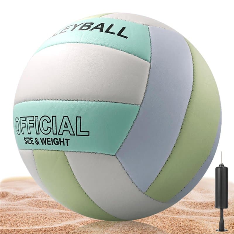Ballon de volley taille officielle 5 : ballon de beach-volley avec gonflage, balles de volley en polyuréthane souple pour l'inté