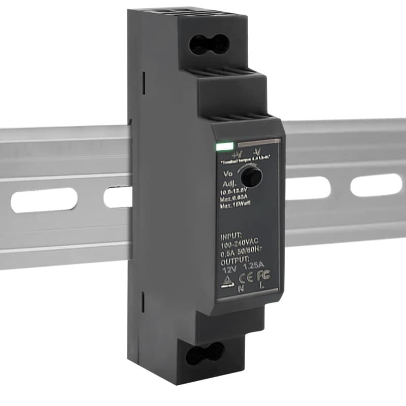 Bloc d'alimentation pour rails DIN 12 V : 12 V CC 15 W 1,25 A, HDR-15-12 - Rail DIN - Transformateur pour système d'automatisati