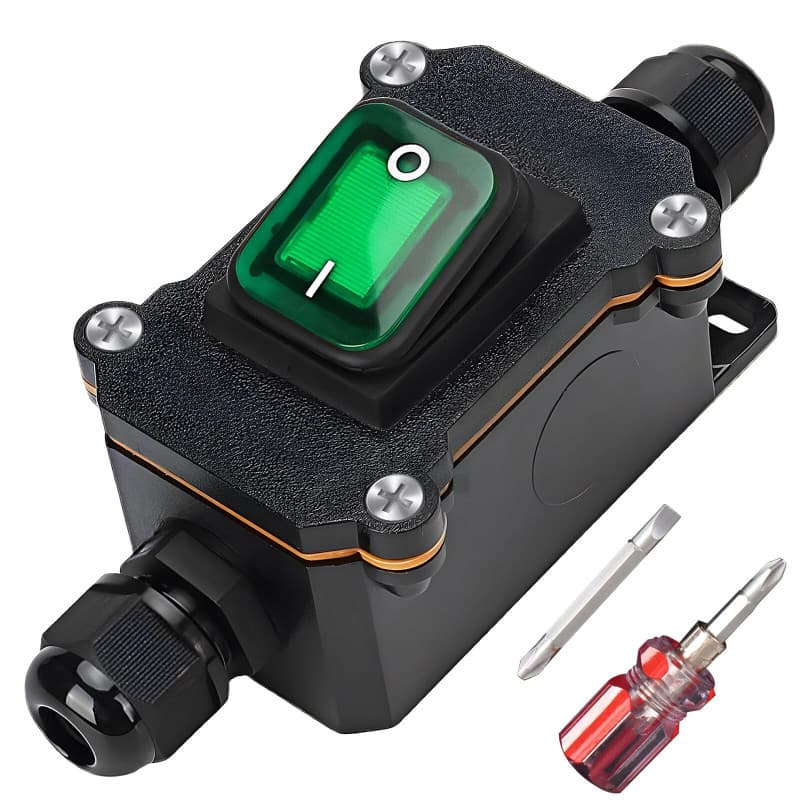 Interrupteur en ligne étanche IP65 12 V DC 20 A DPST 4 broches : 12 V Interrupteur à câble Interrupteur à bascule avec lumière L