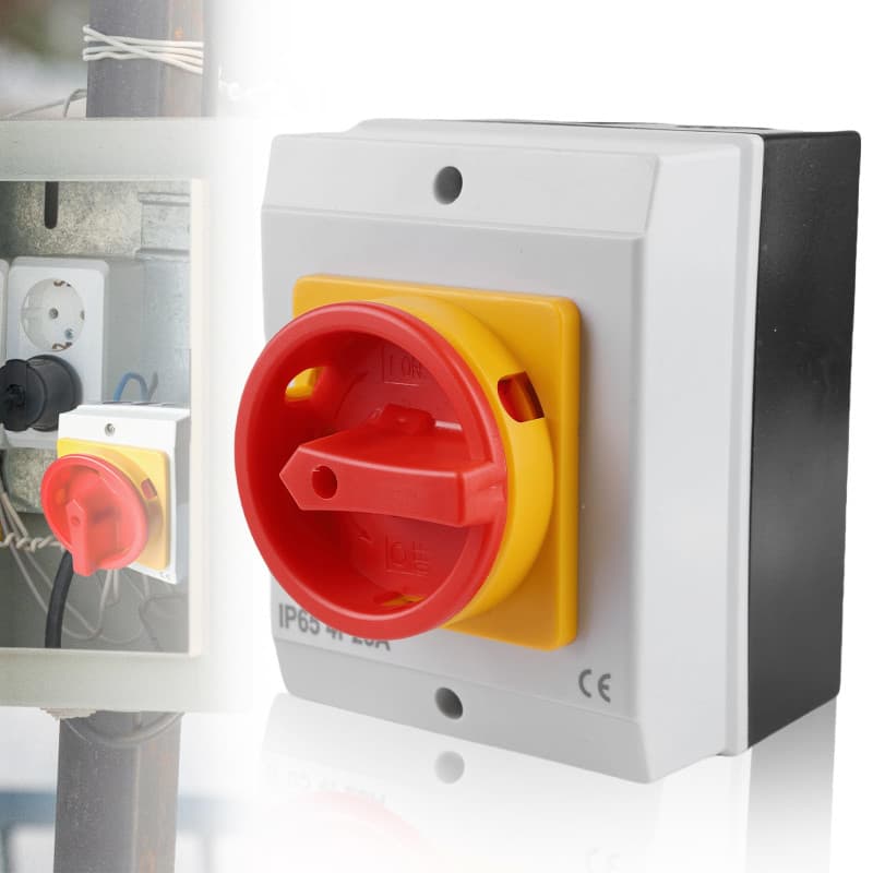Aicharynic Interrupteur Principal, 25 A, 4 Pôles, IP65, Rotatif, ON-OFF