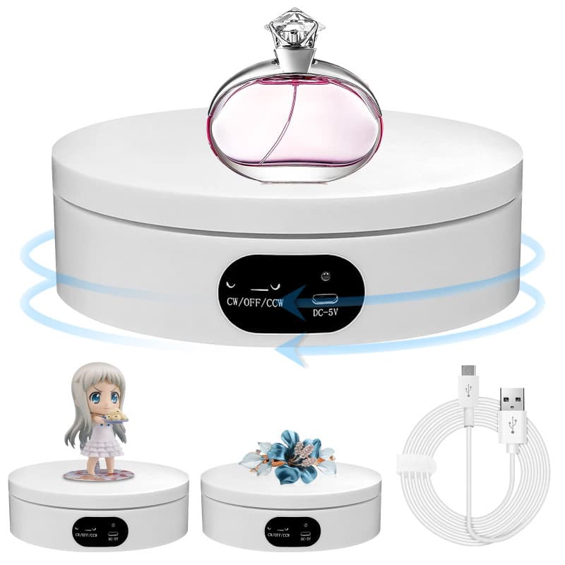 GBKDQQ Plateau tournant électrique rotatif à 360 degrés pour produits de photographie, bijoux, montres, modèles 3D et objets de