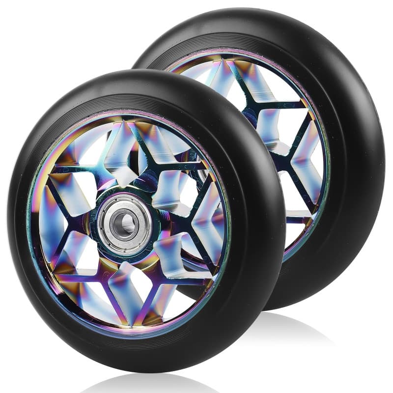 Stunt Lot de 2 roues de rechange pour trottinette Stunt - 110 mm - Multicolore - 88A - Avec roulements ABEC-9 - Noyau à rayons e