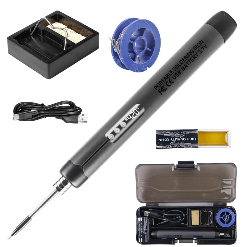 Kit de fer à souder rechargeable par USB avec écran LCD, 5 températures réglables 260 ℃ à 420 ℃, 3 pannes à souder, fil à souder
