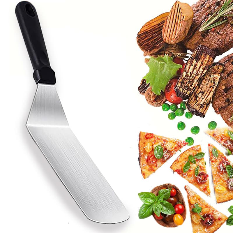 Spatule pour plancha, Spatules coudées à Gâteau pâtisserie, Spatule en acier inoxydable, Accessoires pour barbecue, Spatule à ha