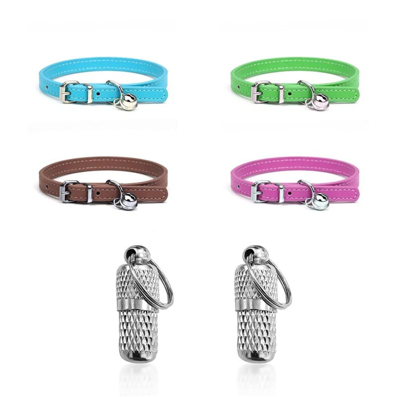 Lot de 4 Colliers en Cuir pour Animaux de Compagnie avec Cloche réglable, Boucle de sécurité, dégagement Rapide, Jolis Colliers