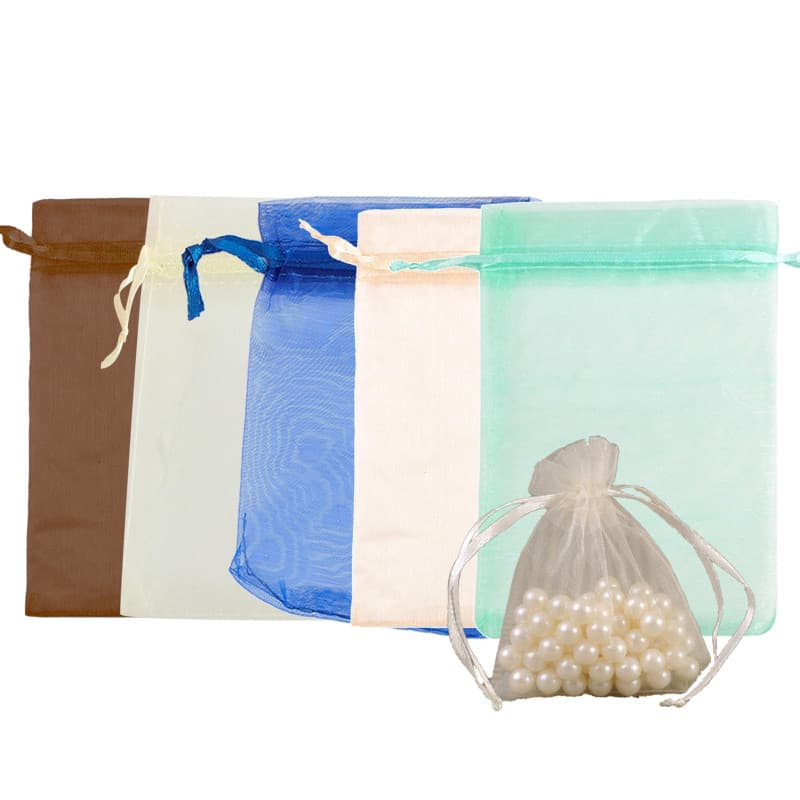 Lot de 50 petits sachets en organza de 9 x 12 cm avec cordon de serrage, sacs à bijoux, Saint-Valentin, mariage, anniversaire, N